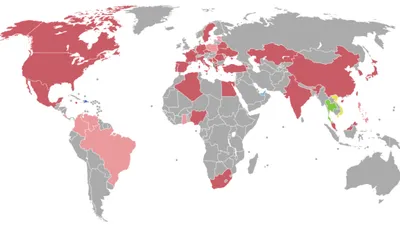 A world map showing countries and international borders in colour.